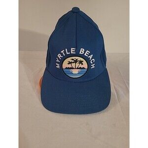 Myrtle Beach Hat Blue Strapback Cap Embroidered Palm Trees Ocean